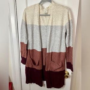 Colorblock Striped Long Cardigan